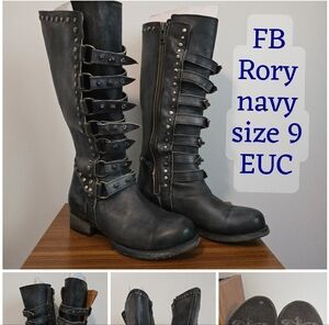 Freebird Rory Navy Leather Buckle Strap Boots